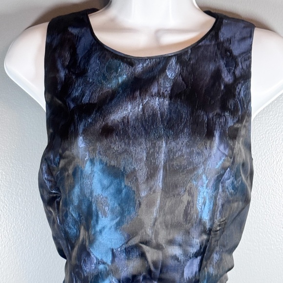 White House Black Market Blue Jacquard Fit & Flare Dress (Size 8) - Picture 4 of 13